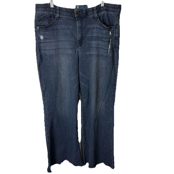 Democracy Women’s 16 Ab Technology Raw Hem Wide Leg Jeans Stretch Flattering - Picture 1 of 9